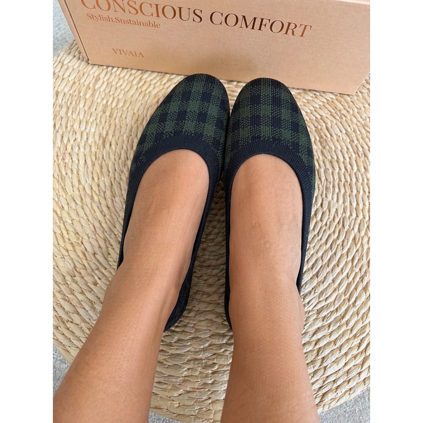 Vivaia Claire Walker Round Toe Flats Camouflage Ultra Comfort Knit Shoes Us/7.5